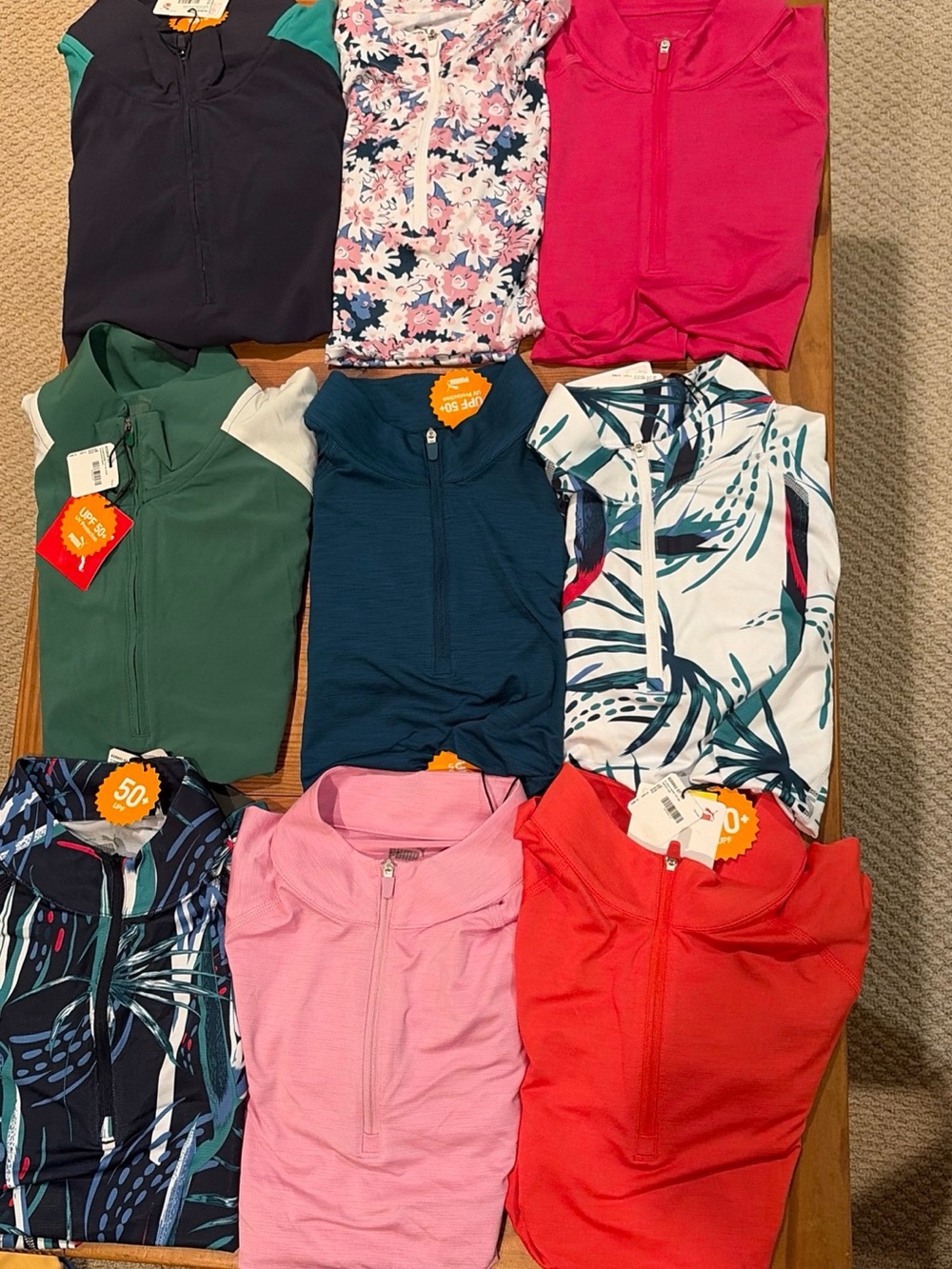 Puma Girls' Half-Zip Active Tops - Navy, Pink, Green, Red, Floral Prints
